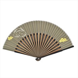 画像1: 綿ローン 雲かえる扇子 カーキ【P】