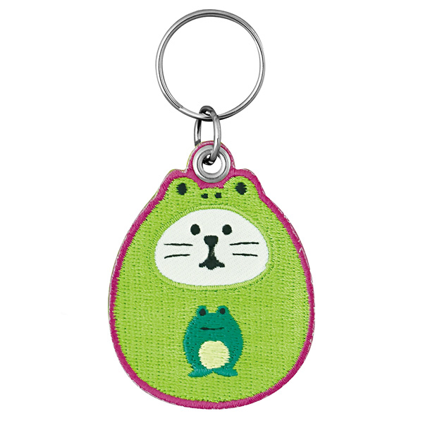 開運刺繍キーホルダー かえる猫だるま Frogs カエルグッズ専門店 自由が丘