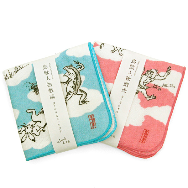 鳥獣戯画 ガーゼハンカチ Frogs カエルグッズ専門店 自由が丘