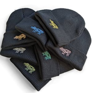 画像: カエル刺繍 ニットキャップ