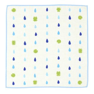 画像: 和タオル　雨だれとカエル