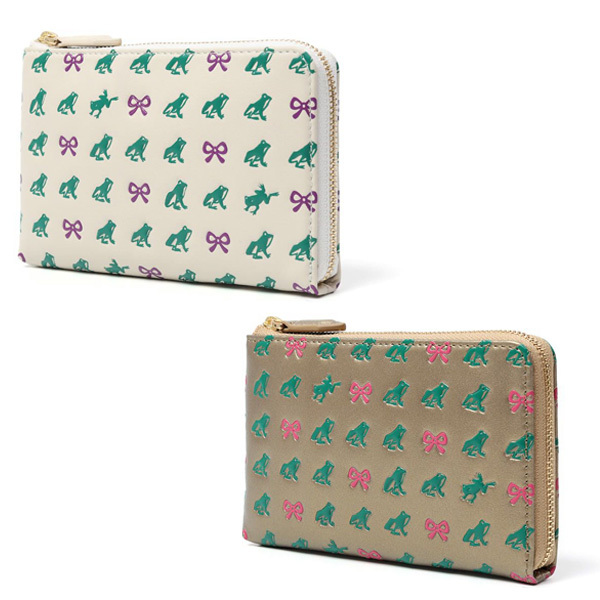 画像1: EoP モノグラム カエルリボン L字ファスナーウォレット