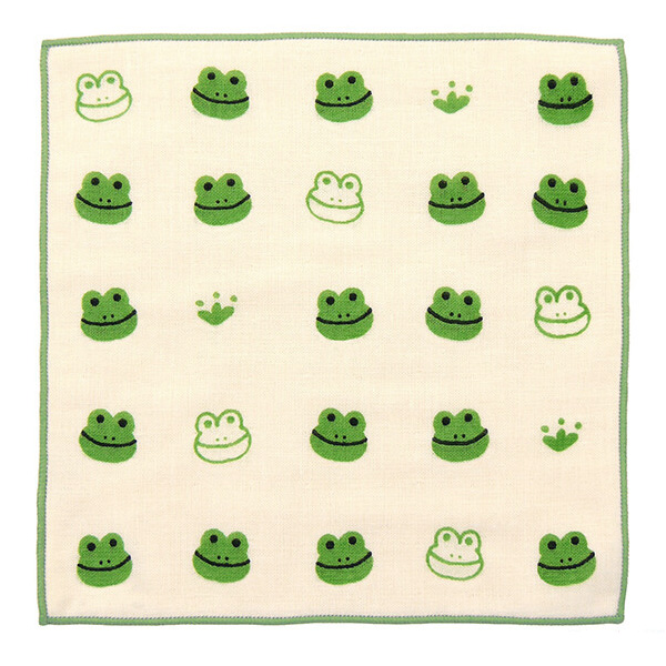 画像1: キッズタオルハンカチ かえるんるん